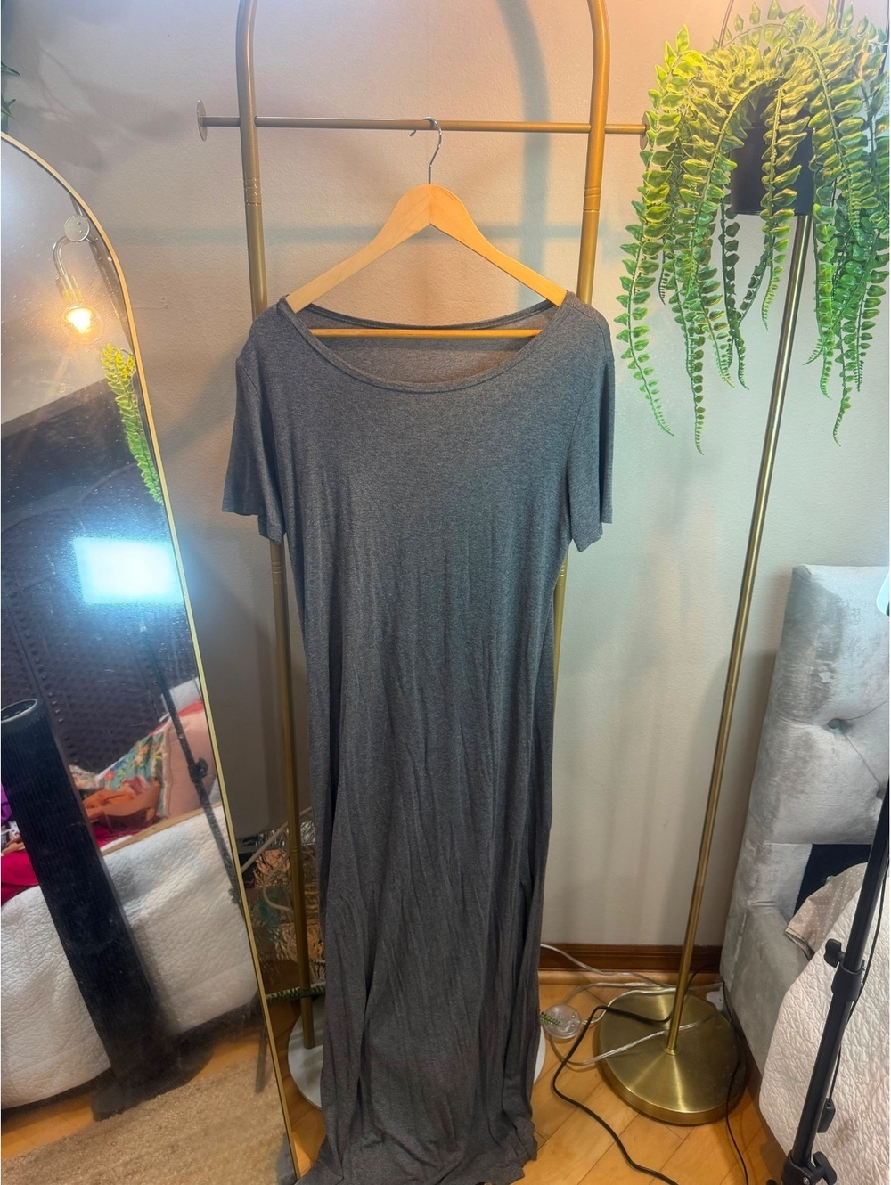 Size M/L gray summer dress maxi dress